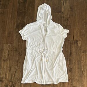 Time and Tru White Hooded Swim Coverup